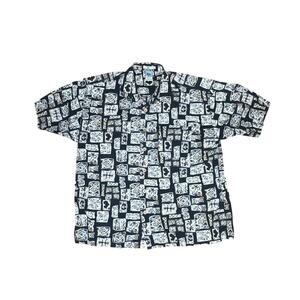 Gotcha Spozt Men’s XXL Button Down Shirt Black Tribal Print 100% Cotton Surf